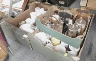Kitchenalia, comprising cafetiere, mugs, coffee pot, etc. (3 boxes)