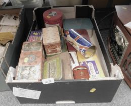 Bygone tins, to include Golden Virginia, Dundee Cake, etc. (1 box)