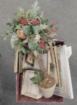 Various picture frames, together with an artificial plant, marble cheese cutter, etc. (1 box)