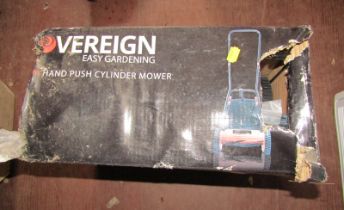 A Sovereign Easy Gardening hard push cylinder mower, boxed.