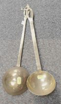 Two 19thC brass ladles.
