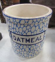 A Maling pottery oatmeal kitchen jar, 12cm high.