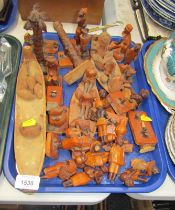 Carved Eastern wooden figures. (1 tray)