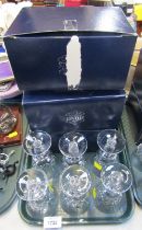 A set of six Stuart crystal Glengarry pattern glasses, boxed.