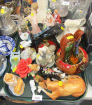 Decorative china and effects, to include a Poole pottery figure of a dolphin, Wade Whimsie, miniatur