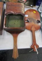 A Victorian carved pine collection box and a paddle, possibly kitchen related.