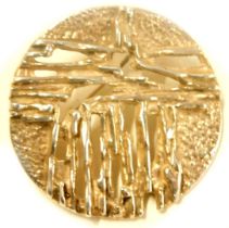 A 1970's Scandinavian Brutalist movement silver gilt brooch, the abstract circular design by Norweig