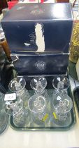 A set of six Stuart crystal Glengarry pattern glasses, boxed.