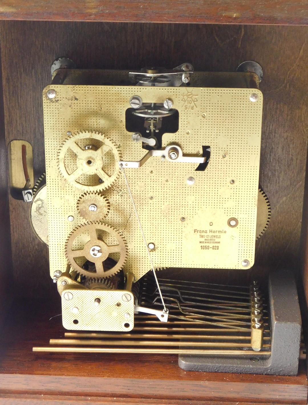 A Comitti mantel clock, with Westminster chime, and eight day movement, in a mahogany case, 35cm hig - Image 3 of 4