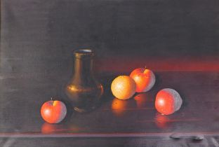Luciano Guarnieri (1930-2009). Fruit and vase still life, oil on canvas, signed, 69cm x 99cm.