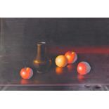 Luciano Guarnieri (1930-2009). Fruit and vase still life, oil on canvas, signed, 69cm x 99cm.