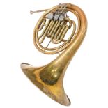 A brass tuba, with stainless steel mouthpiece, in fitted case.