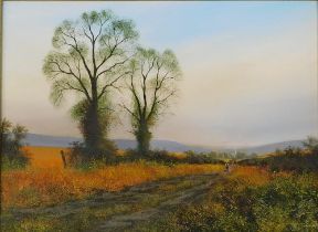 Lawrence Coulson (b.1962). Spring Morning Stroll, oil on board, signed and titled verso, 28.5cm x 38