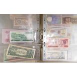 World bank notes, to include bank of India, Pesos, Chinese Yen, etc., enclosed in a presentation alb