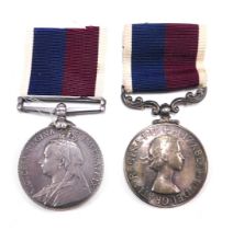 Two silver service medals, comprising Long Service Volunteer Force Victoria medal, inscribed Captain