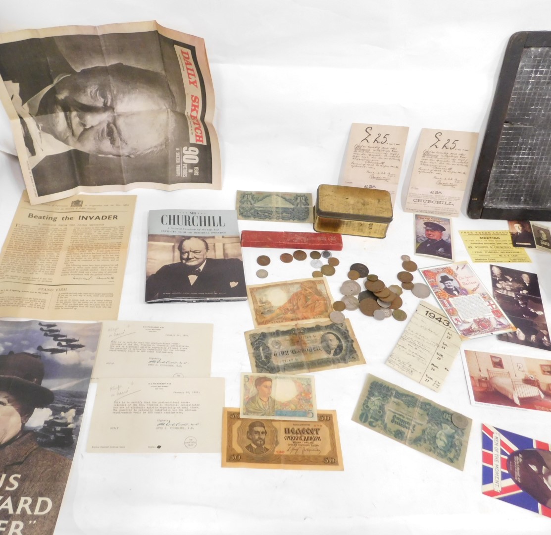 A group of early 20thC reproduction ephemera, comprising Churchill pin badges, Churchill memorabilia - Image 2 of 8