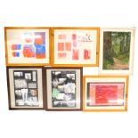 A group of HA Ansell textile pictures, comprising oil pastel study, 66cm x 75cm, in pine frame, tie