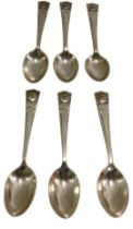 A set of six George V silver Coronation teaspoons, for the reign of 1910-1935, London 1935, 1.73oz.