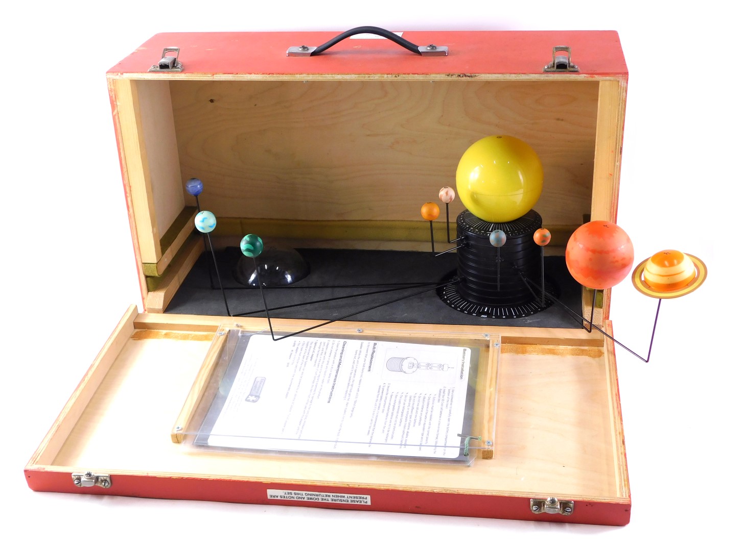 A geo safari motorised solar system and planetarium, with instructions in travel case, the case 59cm