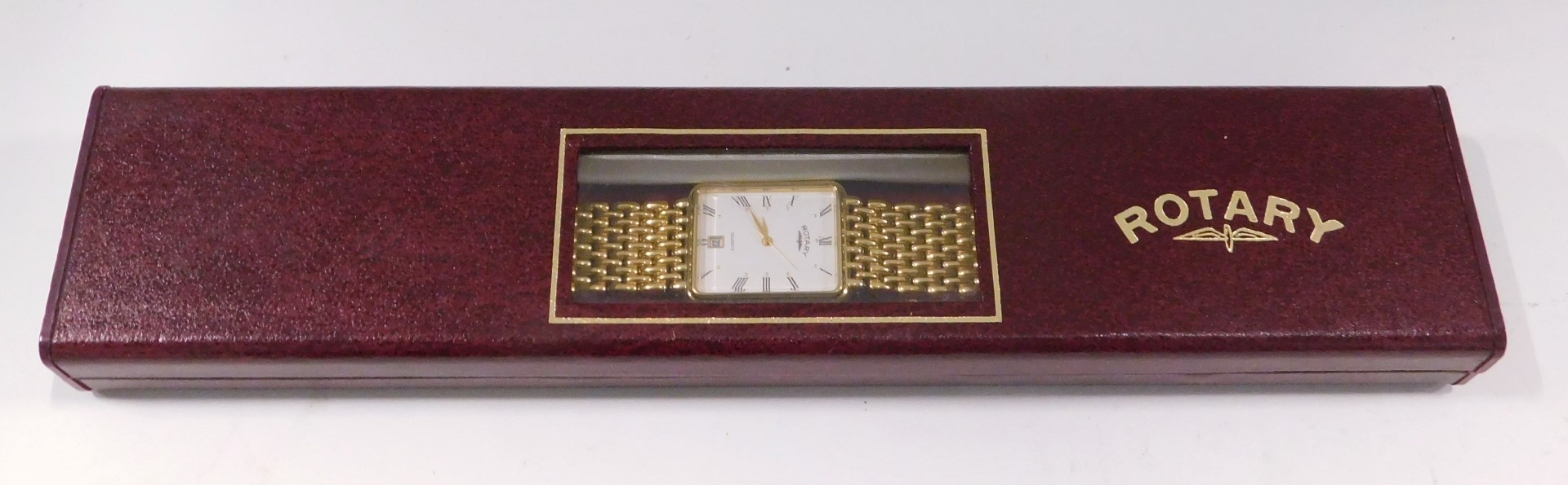 A Rotary gentleman's wristwatch, the rectangular white faced dial, with Roman numerals and date aper - Image 4 of 4