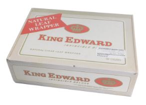 A box set of King Edward Invincible Deluxe fifty cigars, in cellophane seal.