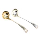 A pair of Victorian silver shell pattern toddy ladles, each bearing the initial J, maker JMD, Edinbu