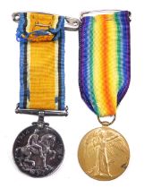 Two World War I medals, comprising The George V medal and The Great War for Civilisation medal, each