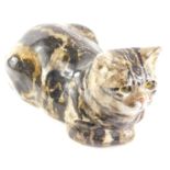 A seated Winstanley tabby cat, numbered 5, 36cm long.