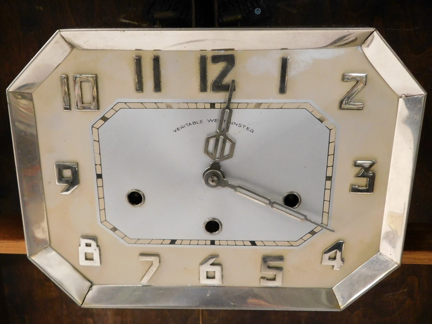 A Veritable Westminster Art Deco clock, in a walnut case, 60cm high, 48cm wide. - Image 2 of 3