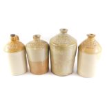 Four stoneware flagons stamped Dale & Sons Grantham, G Harvey Newark, Stephen Harrison Lincoln, and