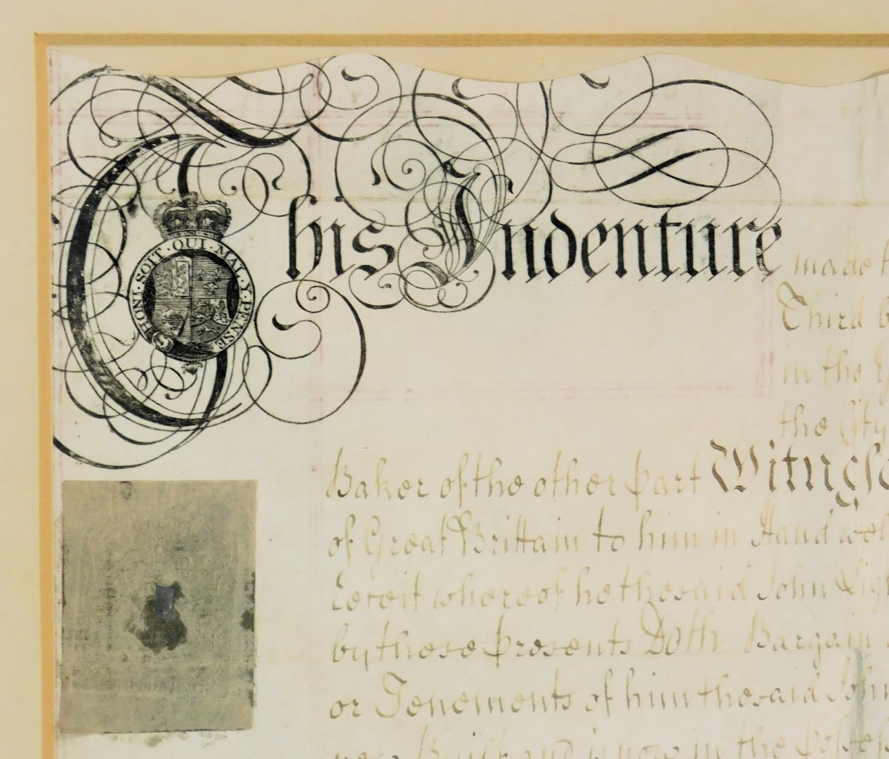 An early 18thC indenture, between a Henry Aghonby of Cumberland and a Thomas Lowry, dated 1726 and s - Image 7 of 7