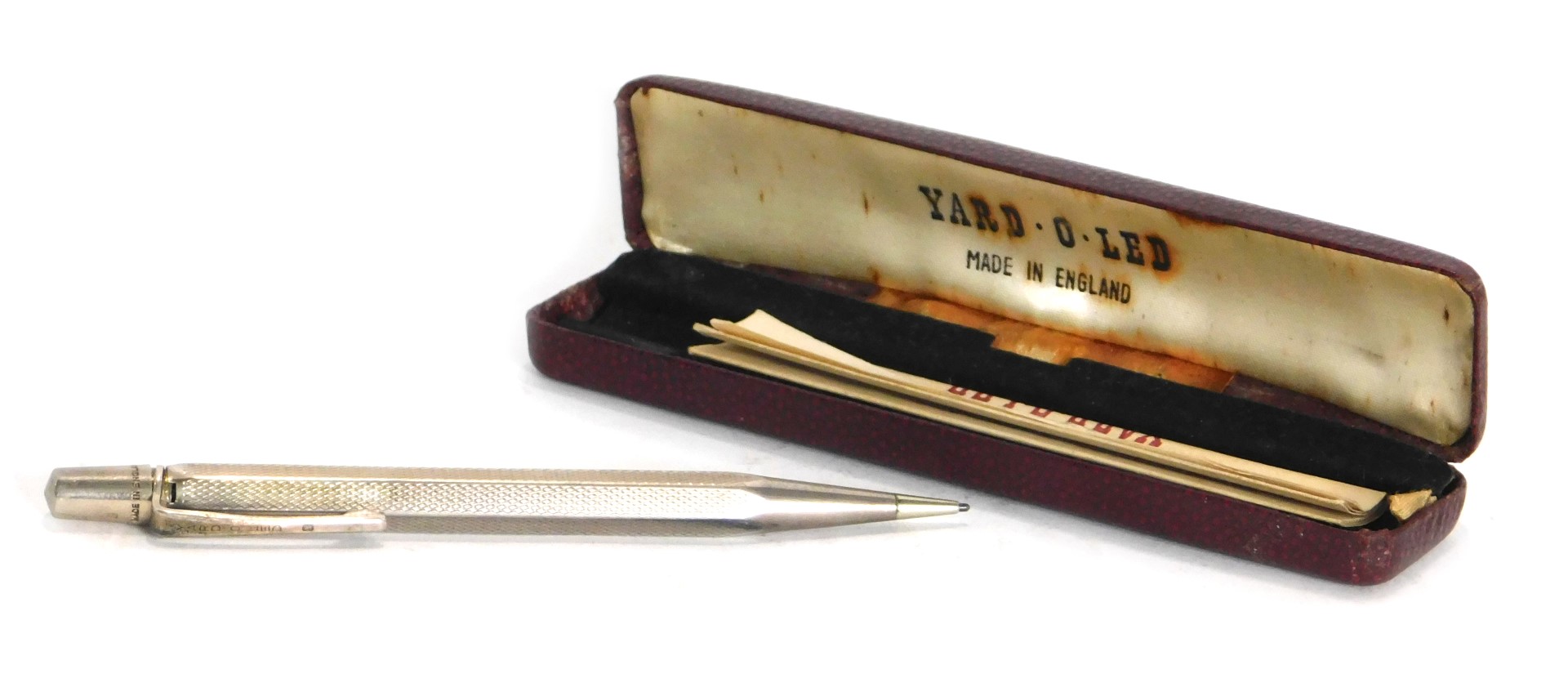 A George VI silver cased Yard.O.Lead pencil, maker JM & Co, (Johnson, Matthey & Co) London 1938, 0.7