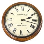 A Victorian wall clock signed Whitehead, Harborough, the circular painted dial with Roman numerals,