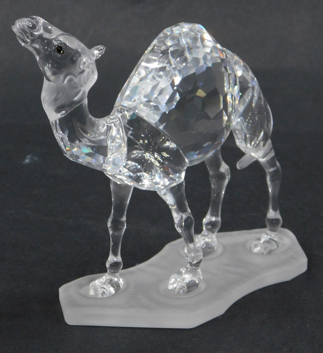 A Swarovski crystal camel figure, on frosted base, 12cm high, boxed. - Image 2 of 2