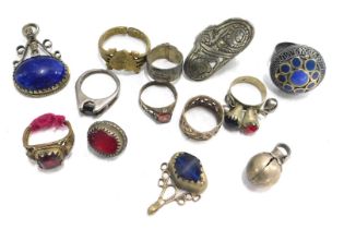 A group of Balkan/ Russian white metal and other jewellery, comprising Eastern inspired dress rings,