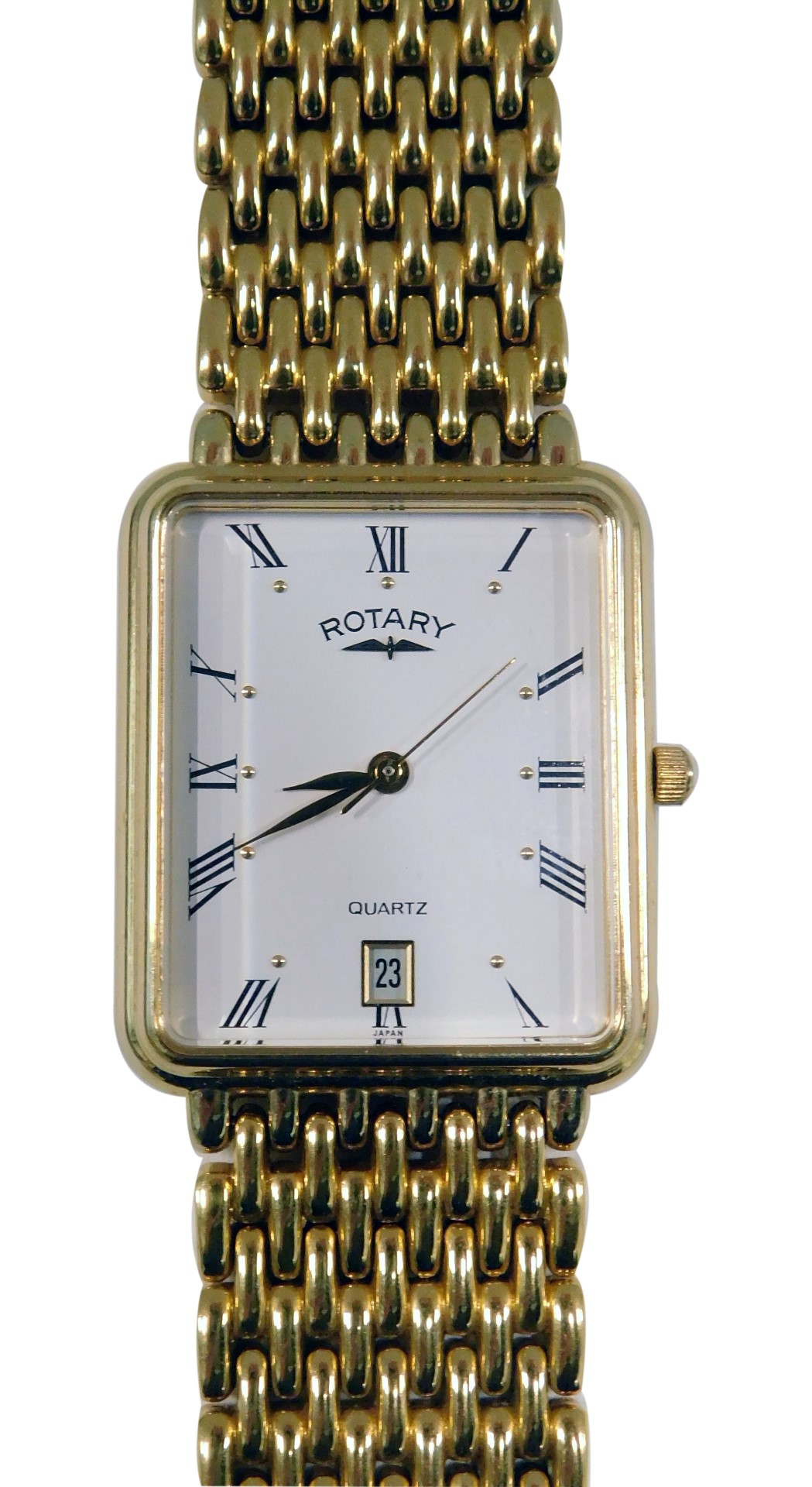 A Rotary gentleman's wristwatch, the rectangular white faced dial, with Roman numerals and date aper