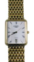 A Rotary gentleman's wristwatch, the rectangular white faced dial, with Roman numerals and date aper