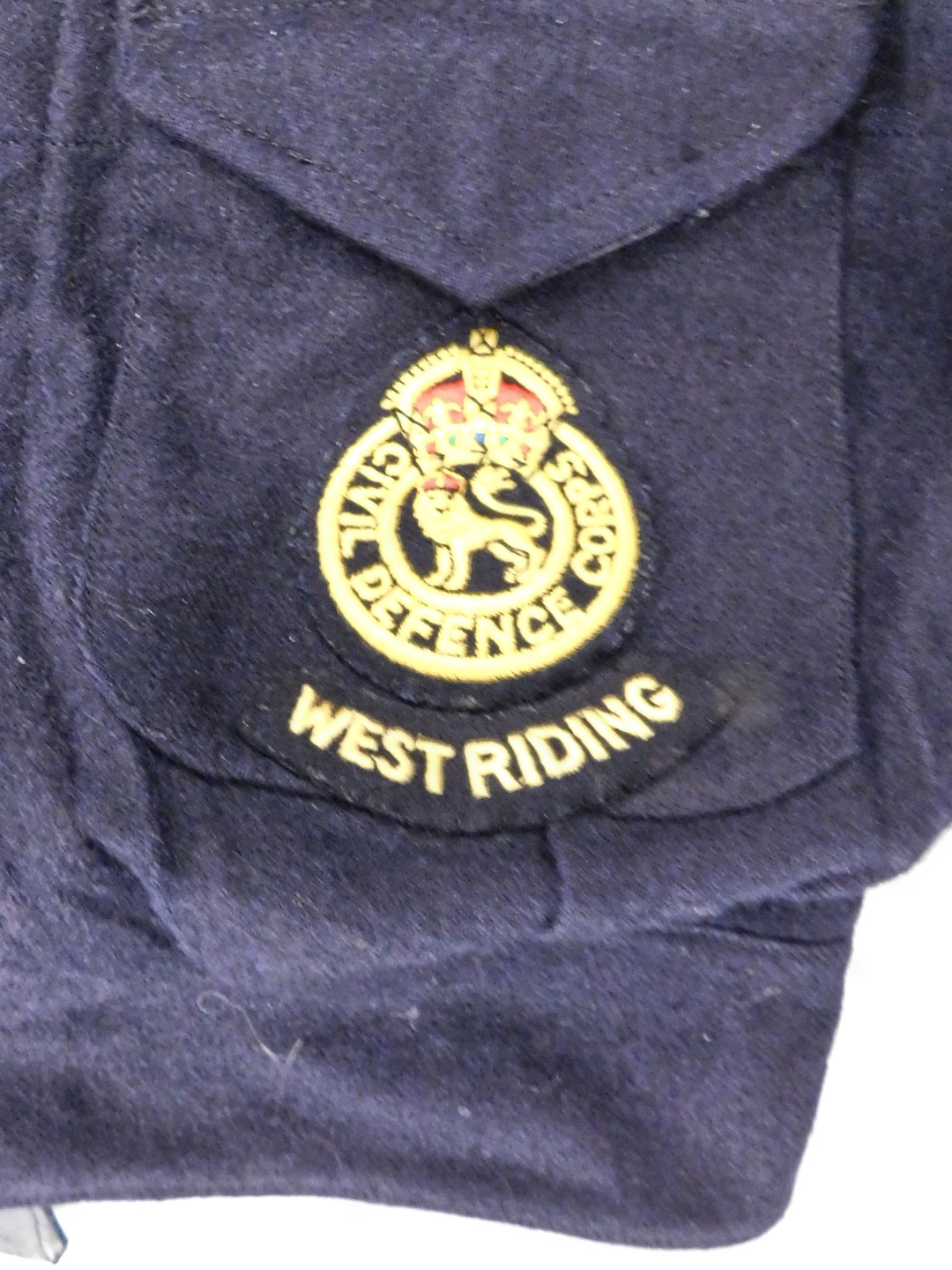 Various horse riding Civil Defence Corps wares, comprising jacket, trousers and beret stamped 1953. - Image 2 of 6