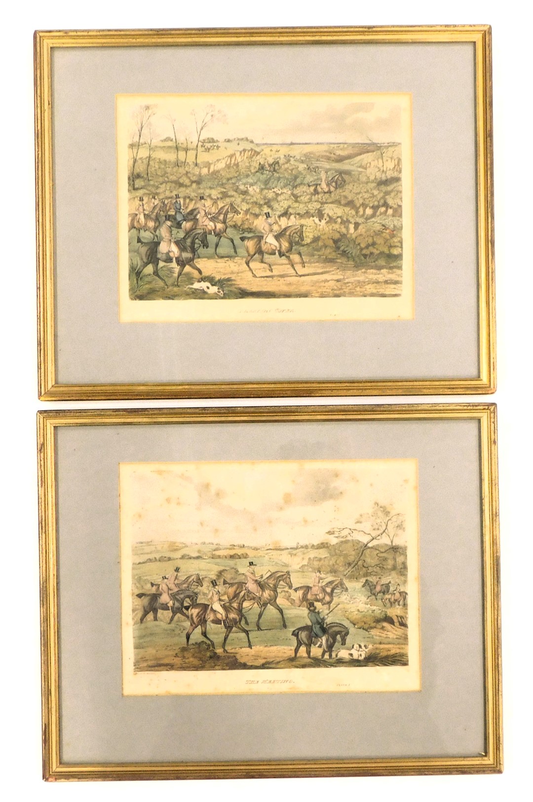 After I W Laird. Two coloured engravings, plate 1 & 2 The Meeting and Breaking Cover, 21cm x 26.5cm,