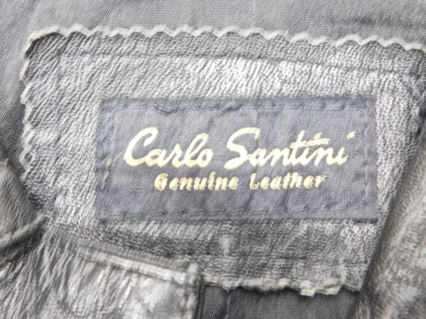 A GAP black leather jacket, size medium, and a Carlo Santini black leather jacket, size 40. (2) - Image 3 of 4