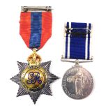 Two police medals, comprising a Faithful Service medal, enamel decorated, on an Elkington bar with r