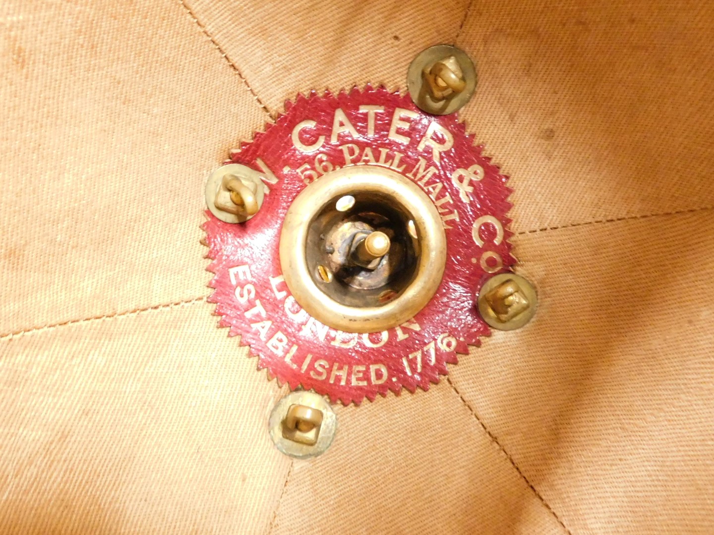 A Victorian Manchester regimental helmet, with a gilt metal spike, in tin travelling case, with vaca - Image 4 of 4