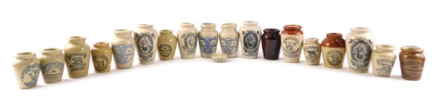 A collection of late 19th/early 20thC stoneware jars, to include cream jar for Wig Townshire