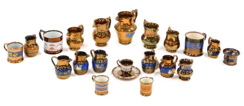 A collection of 19thC and later copper lustre.