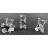 Three Swarovski crystal Teddy bears, comprising The Celebration Chris Bear, 4cm high, further celebr