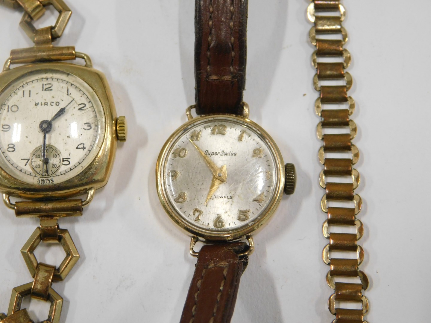 Three wristwatches, comprising a Super Swiss 9ct gold cased ladies wristwatch, on a leather strap, a - Image 2 of 3