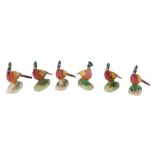 Six Beswick pheasant figures, 7cm high. (6)