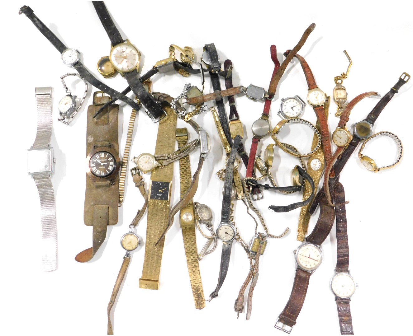 A quantity of ladies and gentleman's wristwatches, comprising mainly stainless steel and gold plated