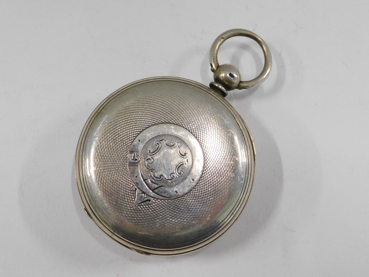 A 19thC silver pocket watch, the silvered Roman numeric dial, with gold and rose gold markers and fl - Image 3 of 6