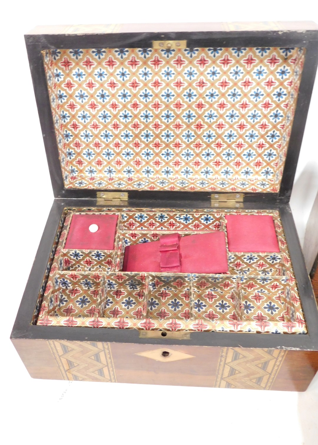 A collection of boxes, to include a late Victorian money box, rosewood workbox, letter rack, etc. - Image 2 of 3